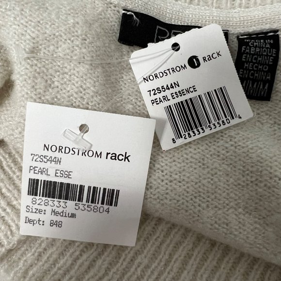 RDI Womens Pearl Essence V Neck Sweater Off White Oversized Tunic size Medium - Picture 13 of 14